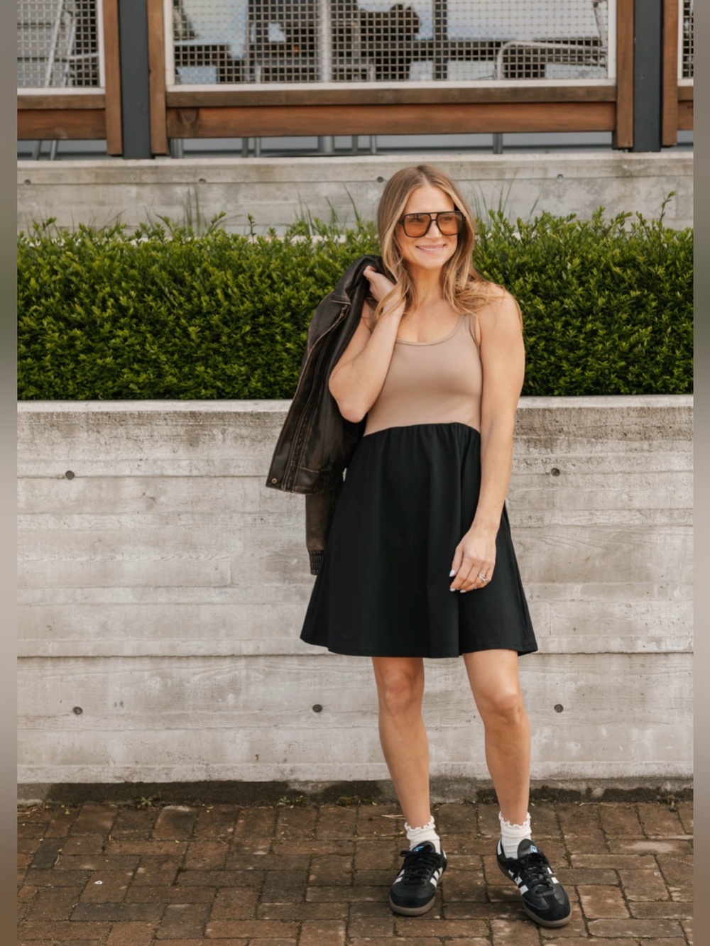 Smash + Tess Tatiana Mini Dress in Sandy Brown/Black
